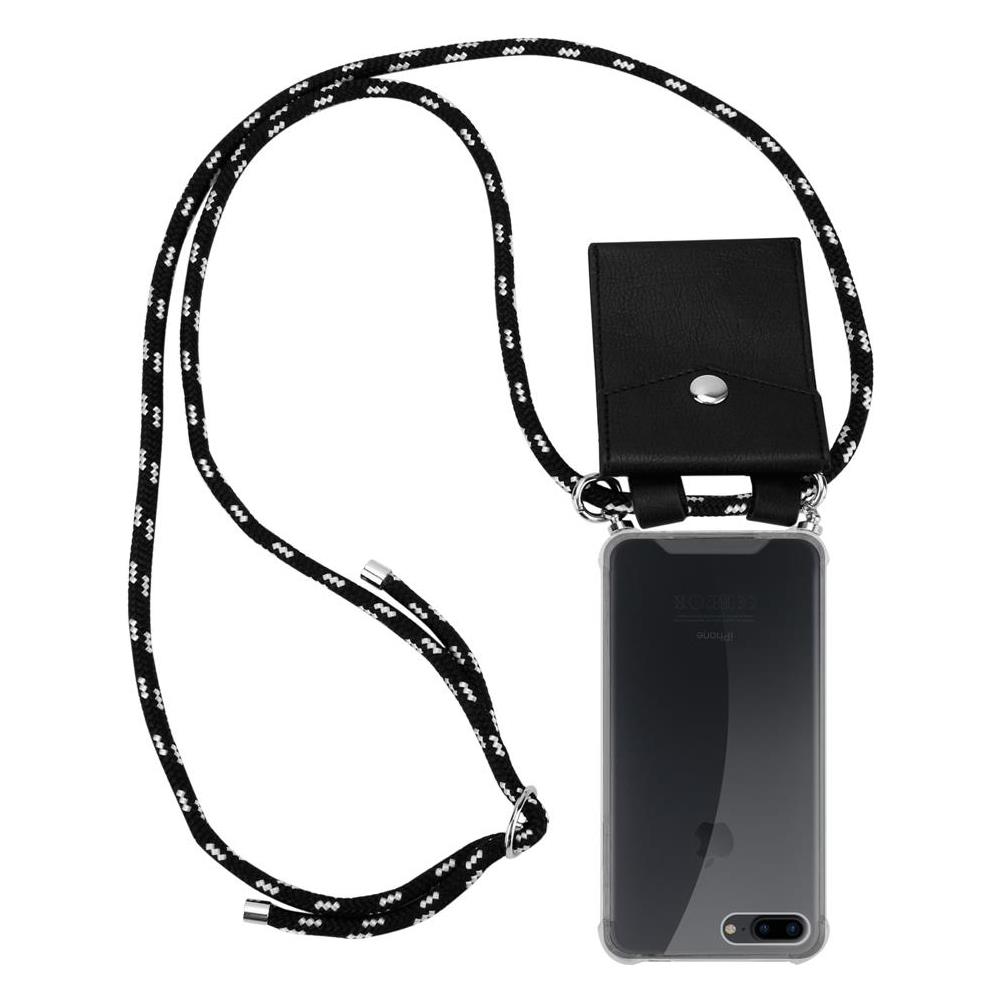 Catena Di Telefoni Cellulari Compatibile Con Apple Iphone 8 Plus / 7 Plus / 7s Plus In Nero Argento - Coperchio Protettivo In Silicone Con Anelli D'argento, Cinturino In Corda E Custodia Staccabile - Foto 1