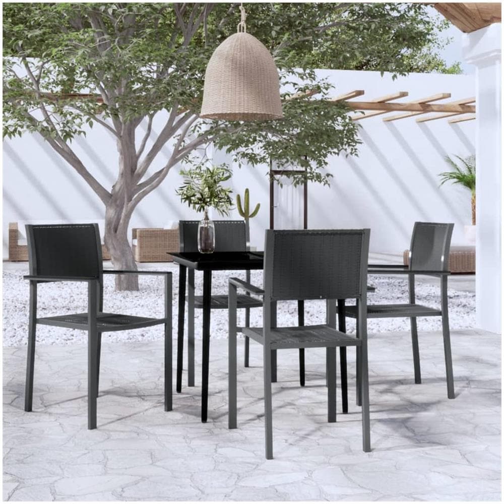 Set Mobili Da Pranzo Per Giardino 5 Pz Nero - Foto 1