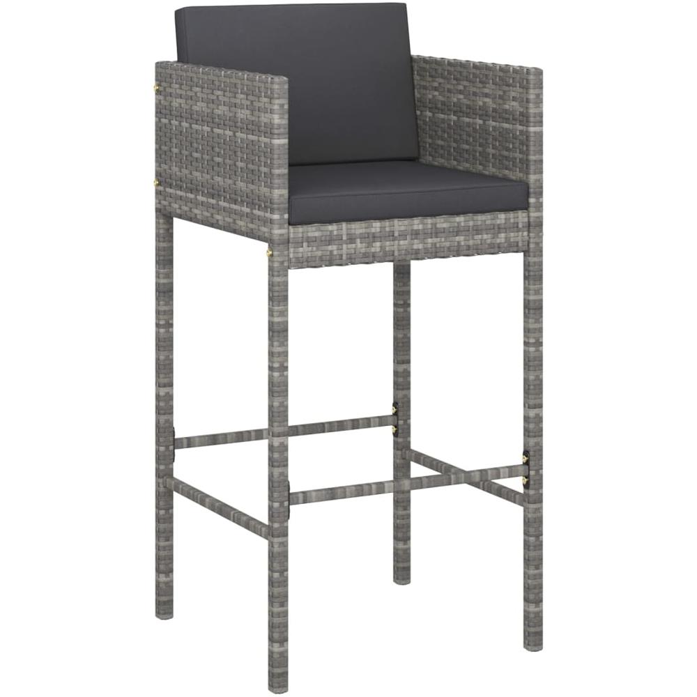 Set Bar Da Giardino 3 Pz Con Cuscini In Polyrattan Grigio - Foto 3