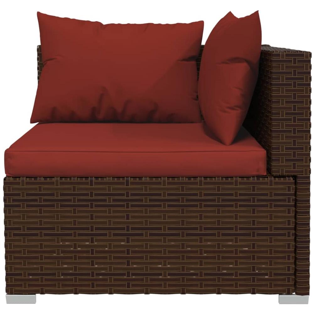 Set Divani Da Giardino Con Cuscini 3 Pz In Polyrattan Marrone - Foto 7