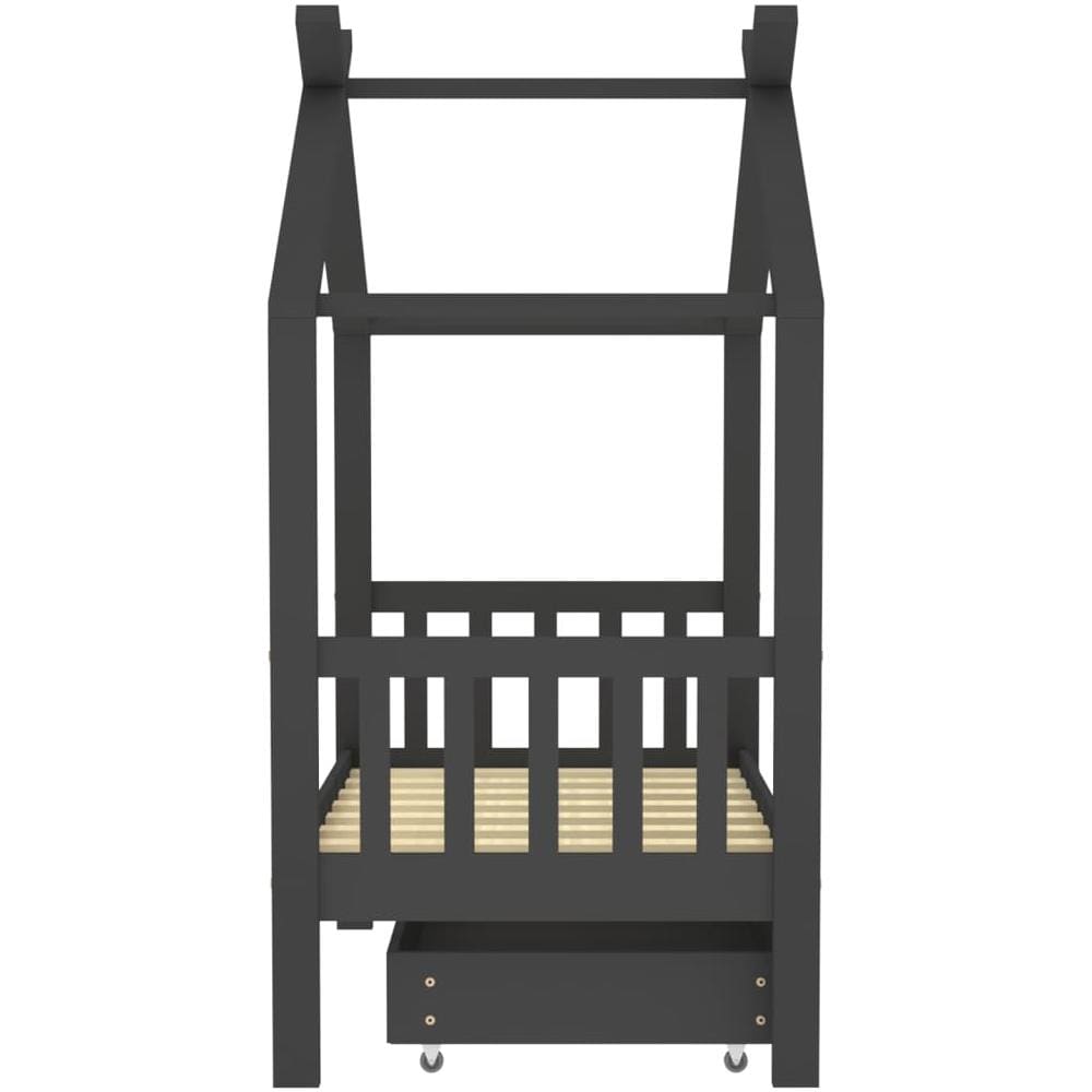 Giroletto Bambini Cassetto Grigio Scuro Pino Massello 70x140 Cm - Foto 2