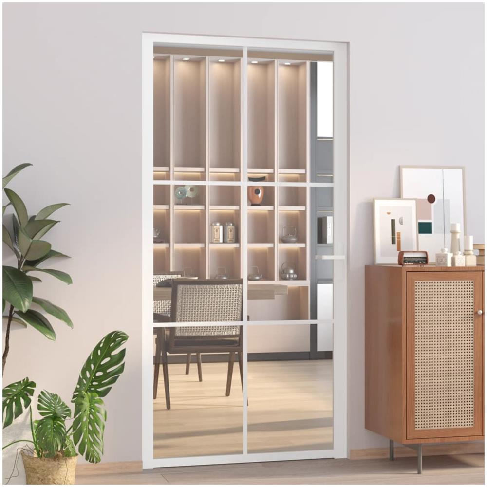 Porta Interna 102,5x201,5 Cm Bianca In Vetro Esg E Alluminio - Foto 1