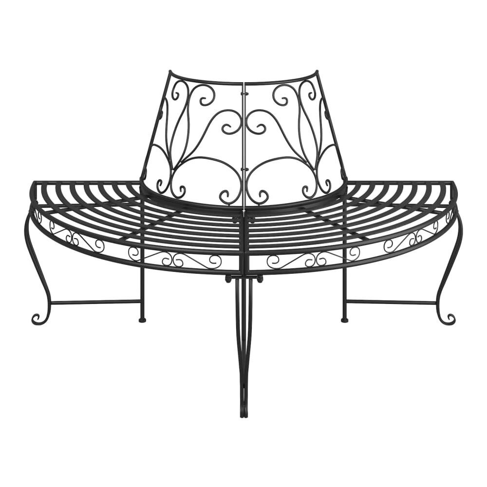 Panchina per Albero Semi Circolare Ø160 cm Nera in Acciaio - Foto 3