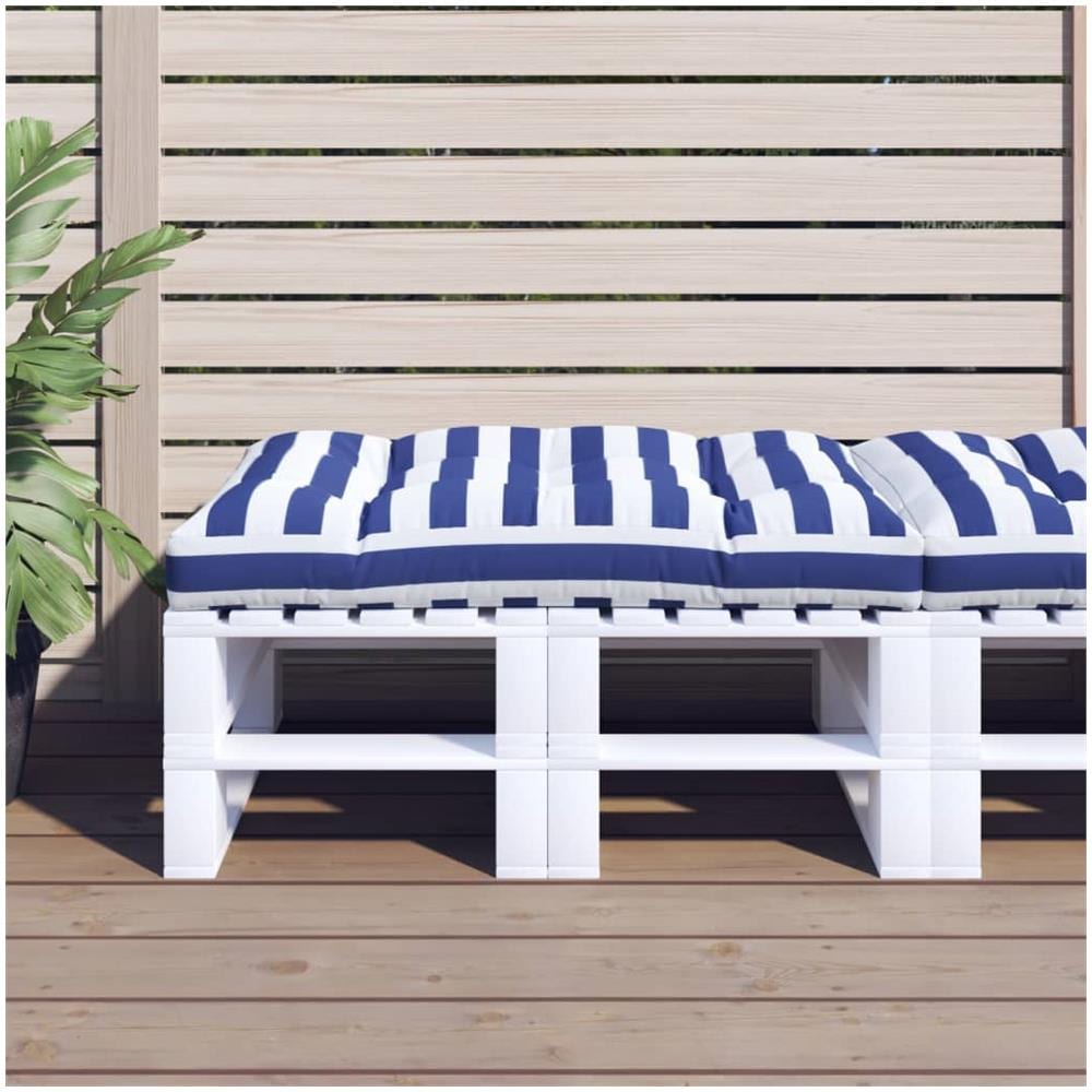 Cuscino Per Pallet Strisce Bianche E Blu 120x80x12cm In Tessuto - Foto 1