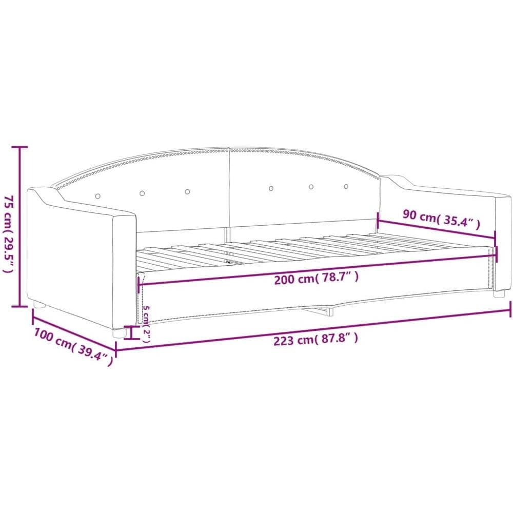 Letto Da Giorno Crema 90x200 Cm In Tessuto - Foto 7
