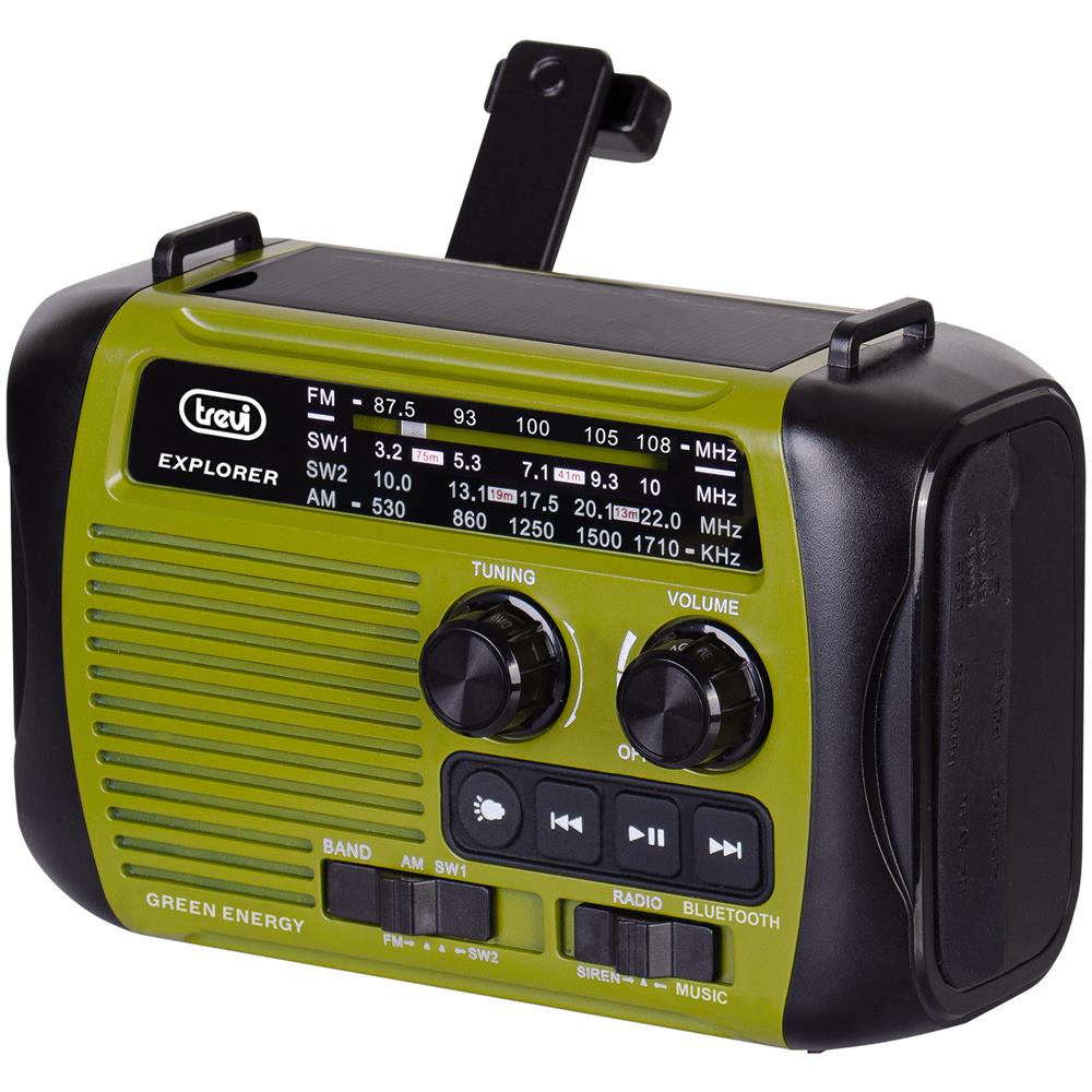 RADIO PORTATILE DINAMO E SOLARE USB MICRO SD WIRELESS E POWERBANK RA 7F30 BT VERDE - Foto 2