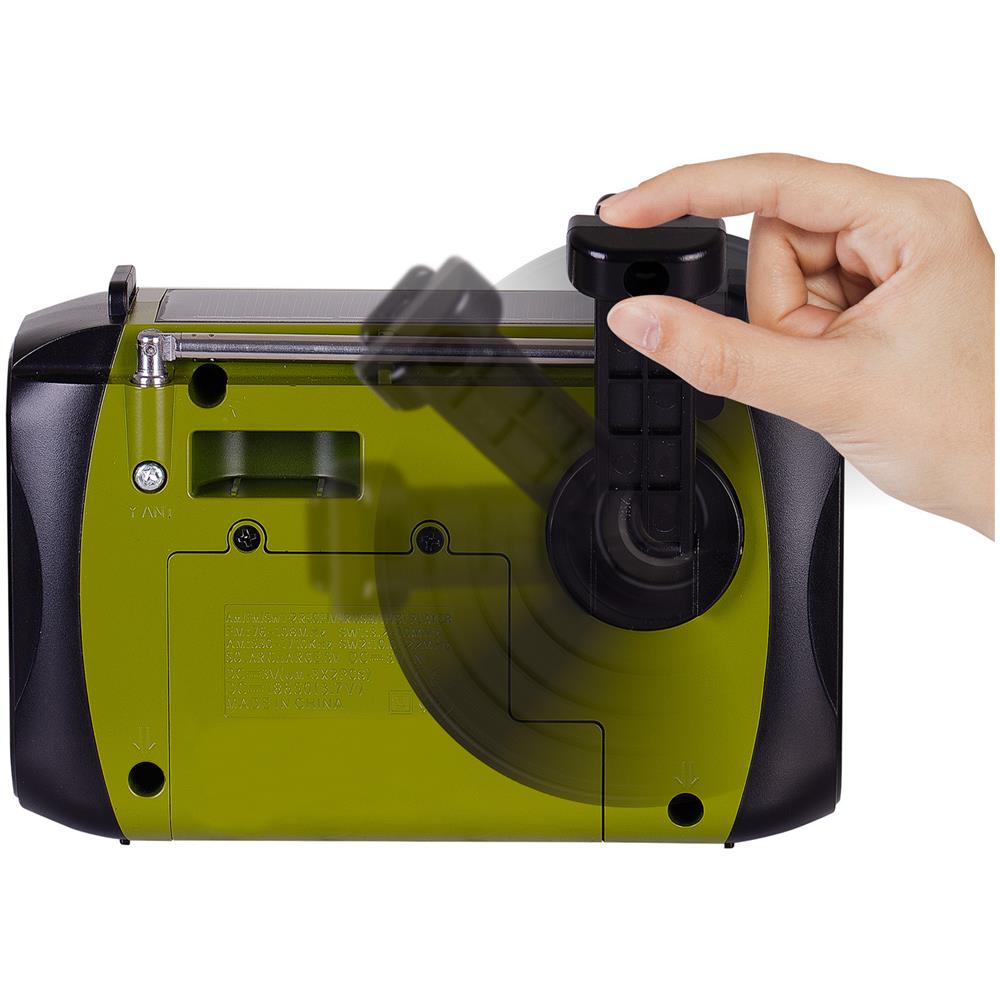 RADIO PORTATILE DINAMO E SOLARE USB MICRO SD WIRELESS E POWERBANK RA 7F30 BT VERDE - Foto 4