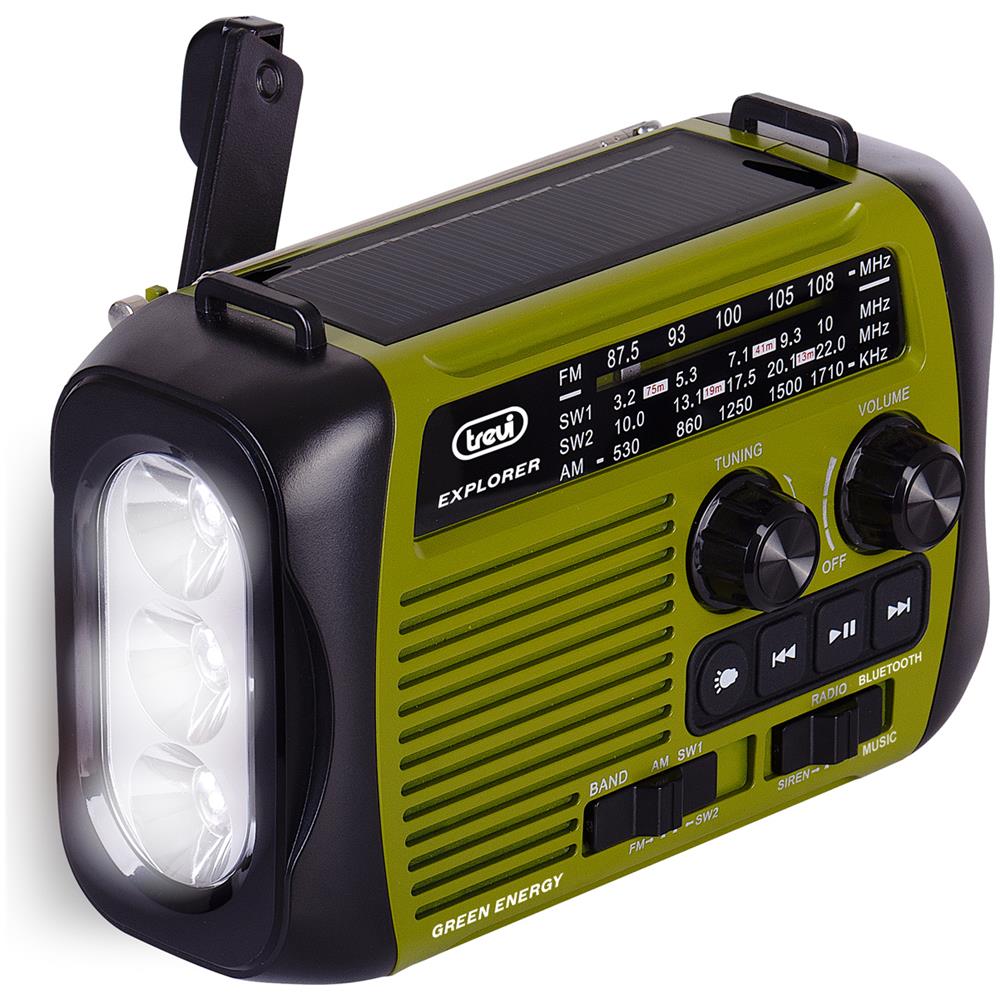 RADIO PORTATILE DINAMO E SOLARE USB MICRO SD WIRELESS E POWERBANK RA 7F30 BT VERDE - Foto 1