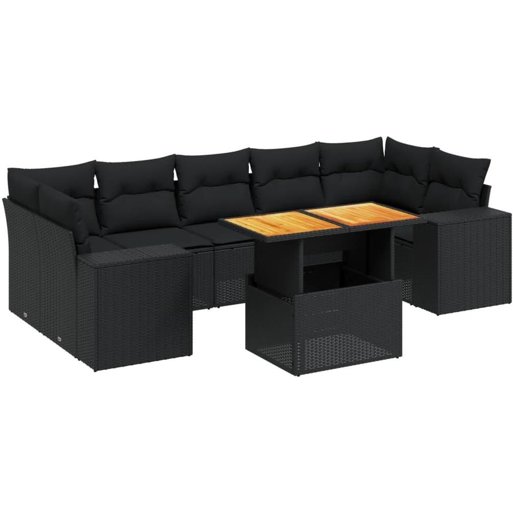 Set Divani da Giardino con Cuscini 8 pz Nero in Polyrattan - Foto 1