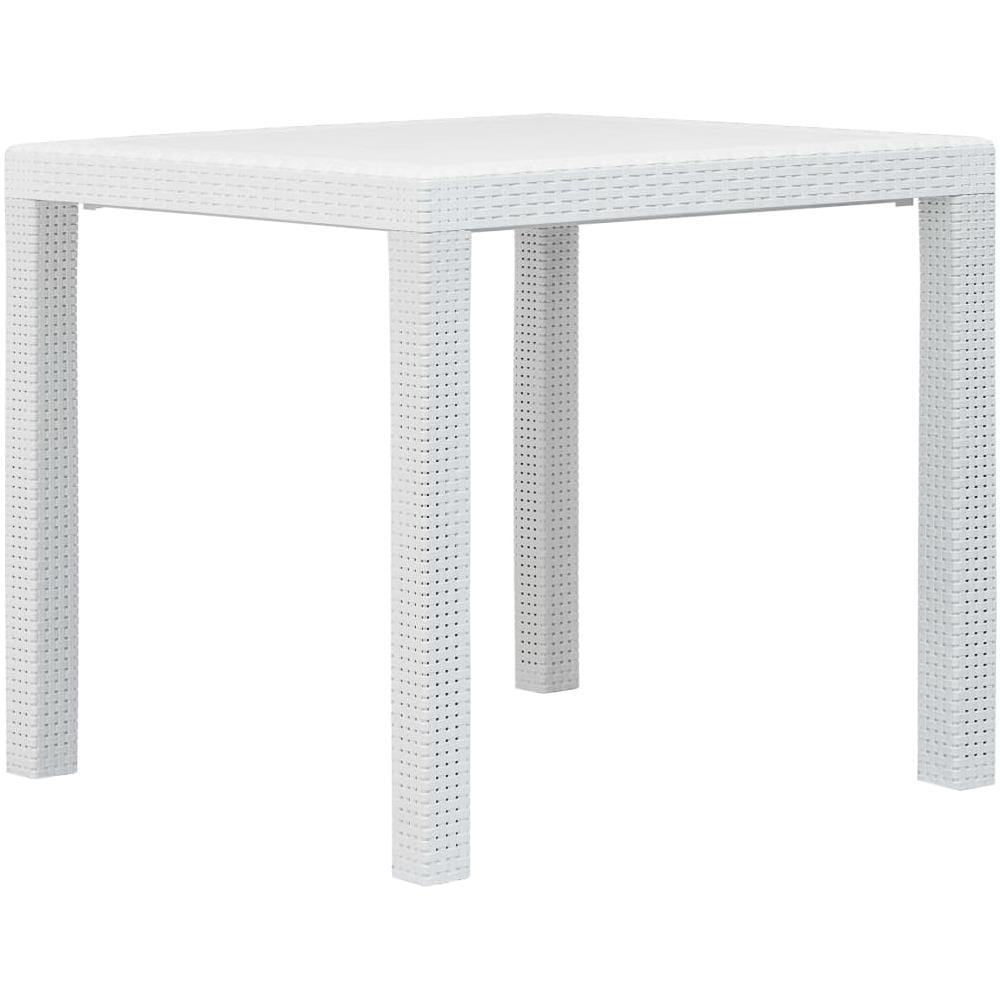 Tavolo Da Giardino Bianco 79x79x72 Cm In Plastica Stile Rattan - Foto 1