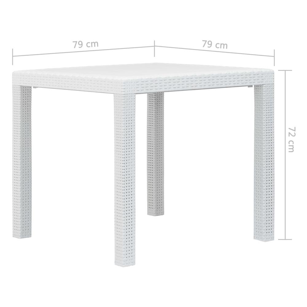 Tavolo Da Giardino Bianco 79x79x72 Cm In Plastica Stile Rattan - Foto 5