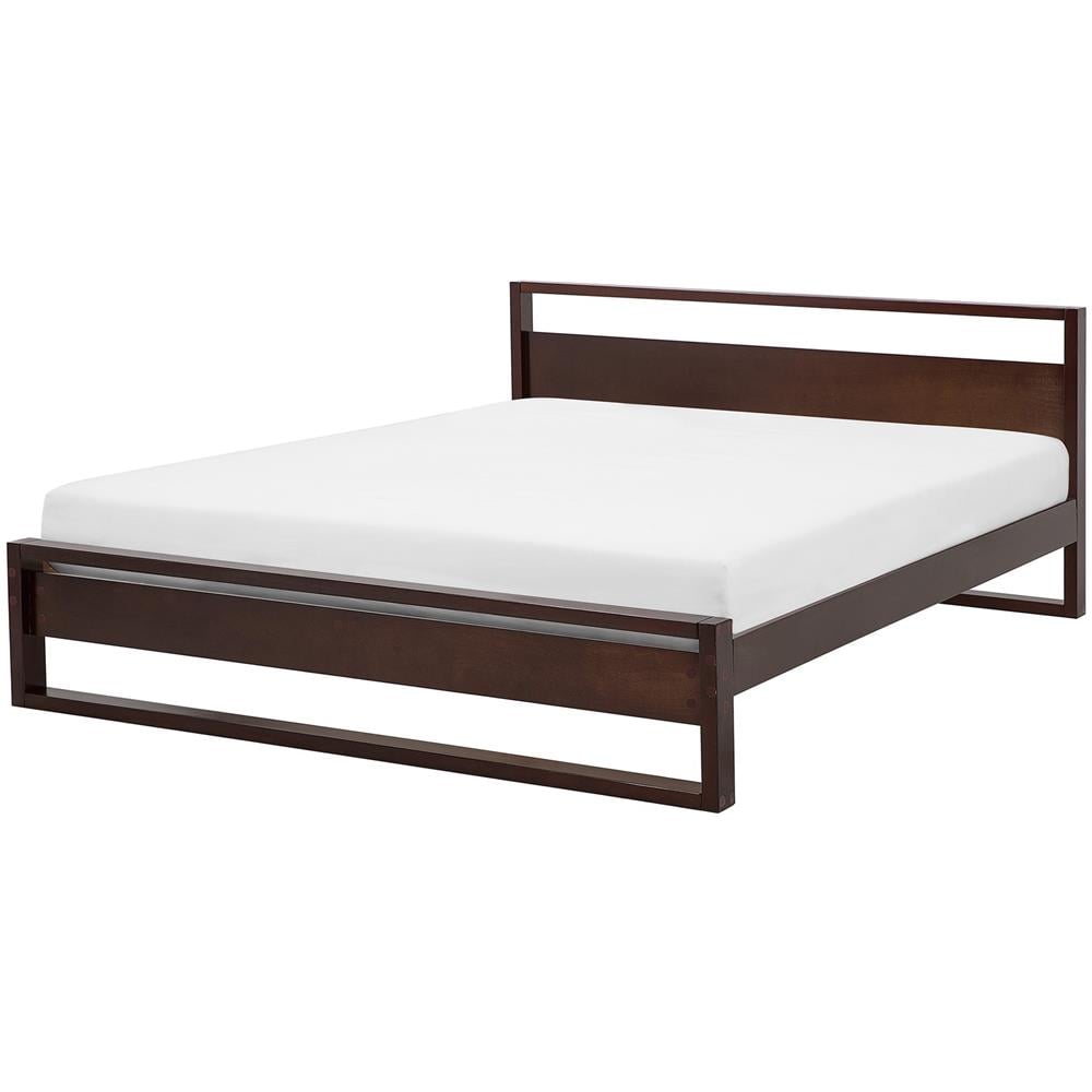 Letto In Legno Marrone Scuro Con Rete A Doghe 140 X 200 Cm Giulia - Foto 1