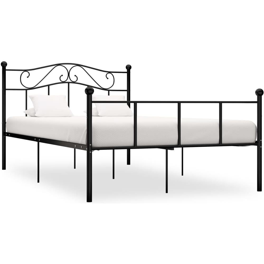 Giroletto In Metallo VidaXL 160x200 Cm - Letto Doppio Nero Con Rete A Doghe