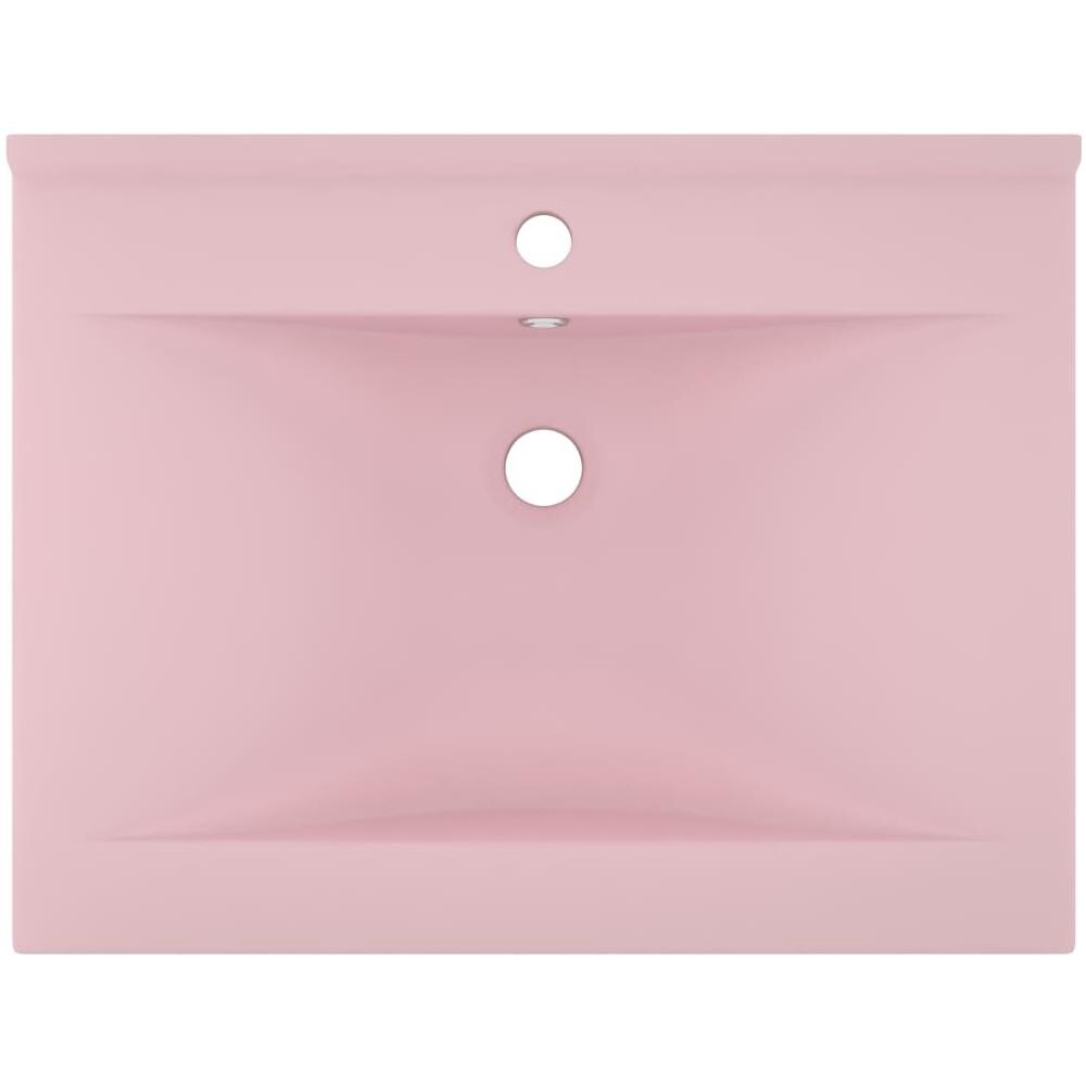 Lavandino con Foro Rubinetto Rosa Opaco 60x46 cm in Ceramica - Foto 2