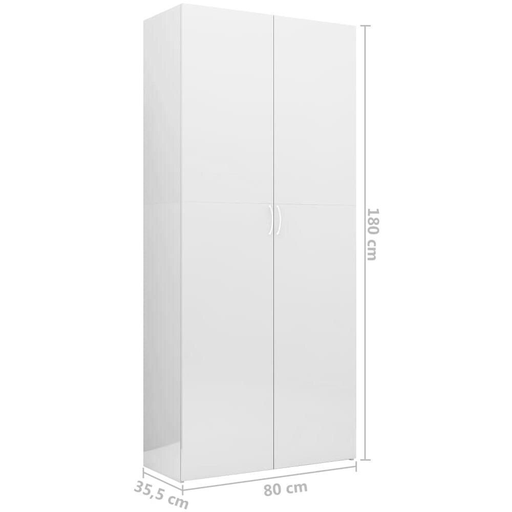 Armadietto Bianco Lucido 80x35,5x180 Cm In Truciolato - Foto 16