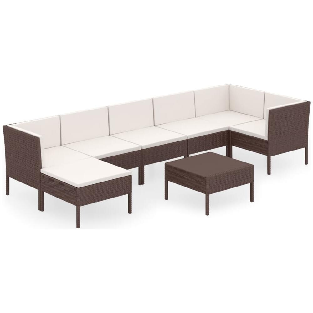 Set Divani Da Giardino 8 Pz Con Cuscini In Polyrattan Marrone - Foto 2