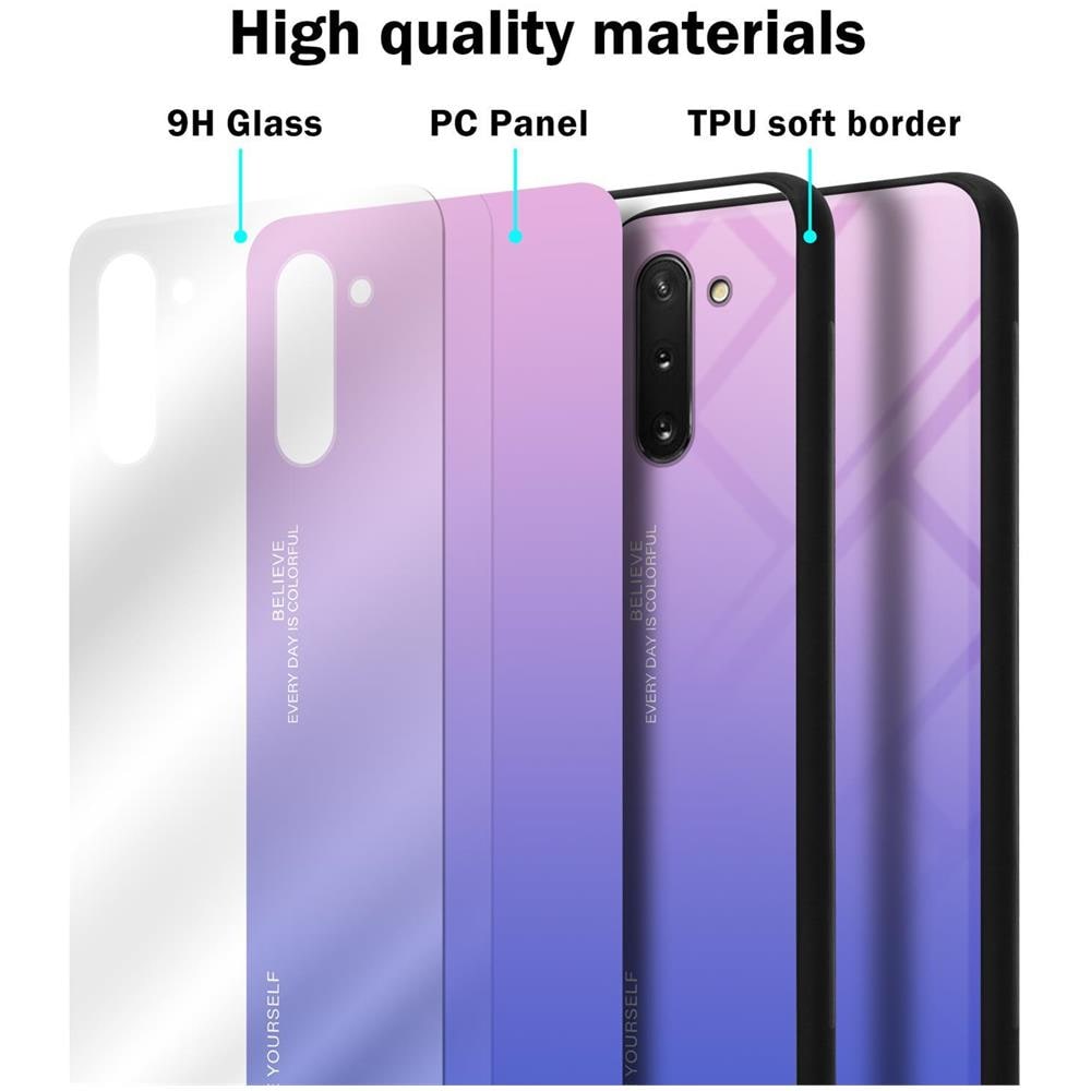 Custodia Compatibile Con Samsung Galaxy Note 10 In Rosa - Blu - Coperchio Protettivo Bicolore In Vetro Temperato E Silicone Tpu - Foto 7
