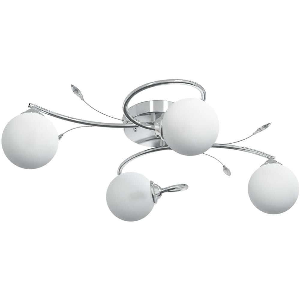 Lampada Soffitto Con Paralumi Tondi In Vetro Per 4 Luci Led G9 - Foto 2