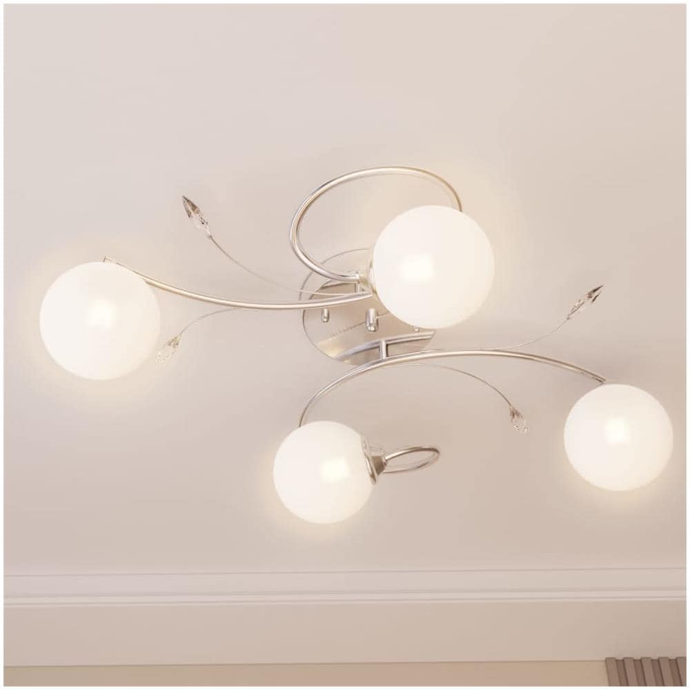 Lampada Soffitto Con Paralumi Tondi In Vetro Per 4 Luci Led G9 - Foto 3
