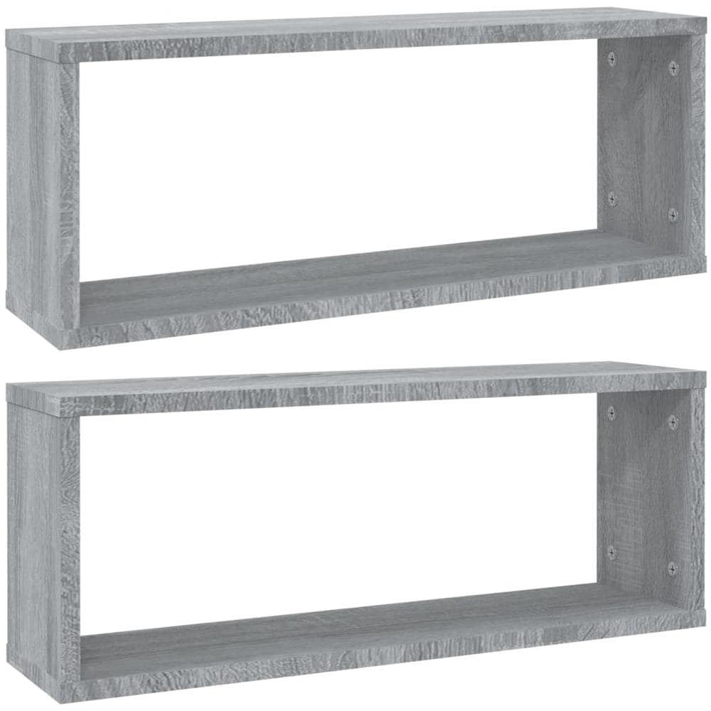 Mensole Cubo Muro 2 Pz Grigio Sonoma 60x15x23 Legno Multistrato - Foto 2