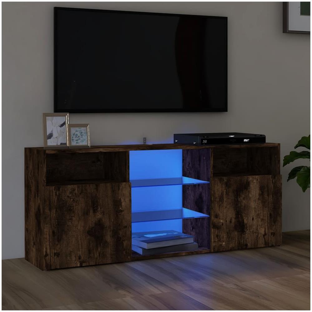 Mobile Porta Tv Con Luci Led Rovere Fumo 120x30x50 Cm - Foto 1