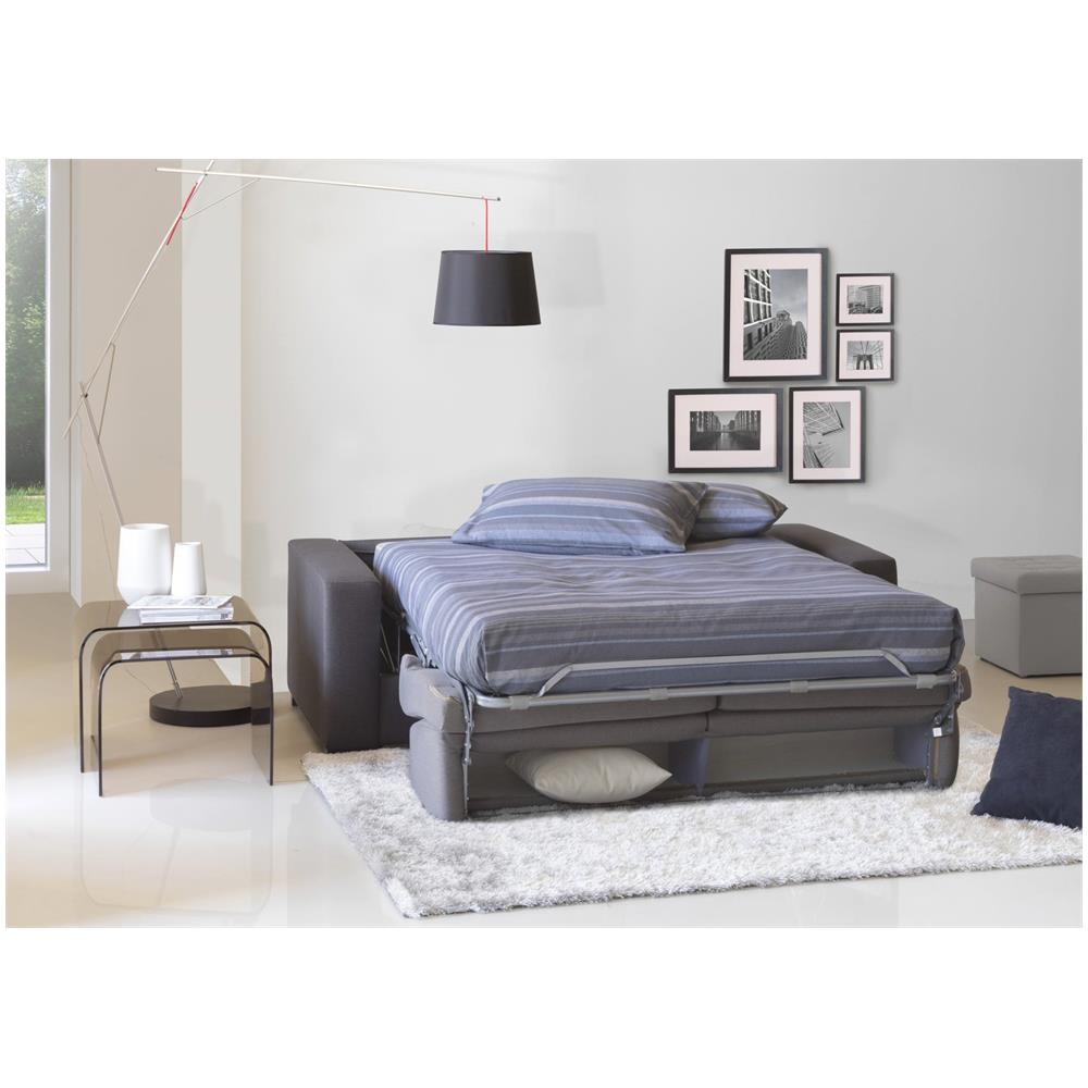 Divano Letto Aleida, Divano A 2 Posti, 100% Made In Italy, Sofà Soggiorno Con Apertura Girevole, In Tessuto Imbottito, Con Braccioli Standard, Cm 180x95h90, Grigio E Antracite - Foto 2
