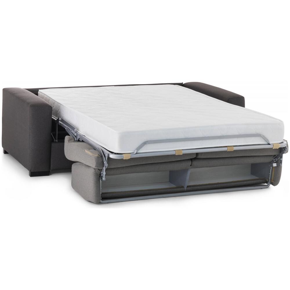 Divano Letto Aleida, Divano A 2 Posti, 100% Made In Italy, Sofà Soggiorno Con Apertura Girevole, In Tessuto Imbottito, Con Braccioli Standard, Cm 180x95h90, Grigio E Antracite - Foto 4