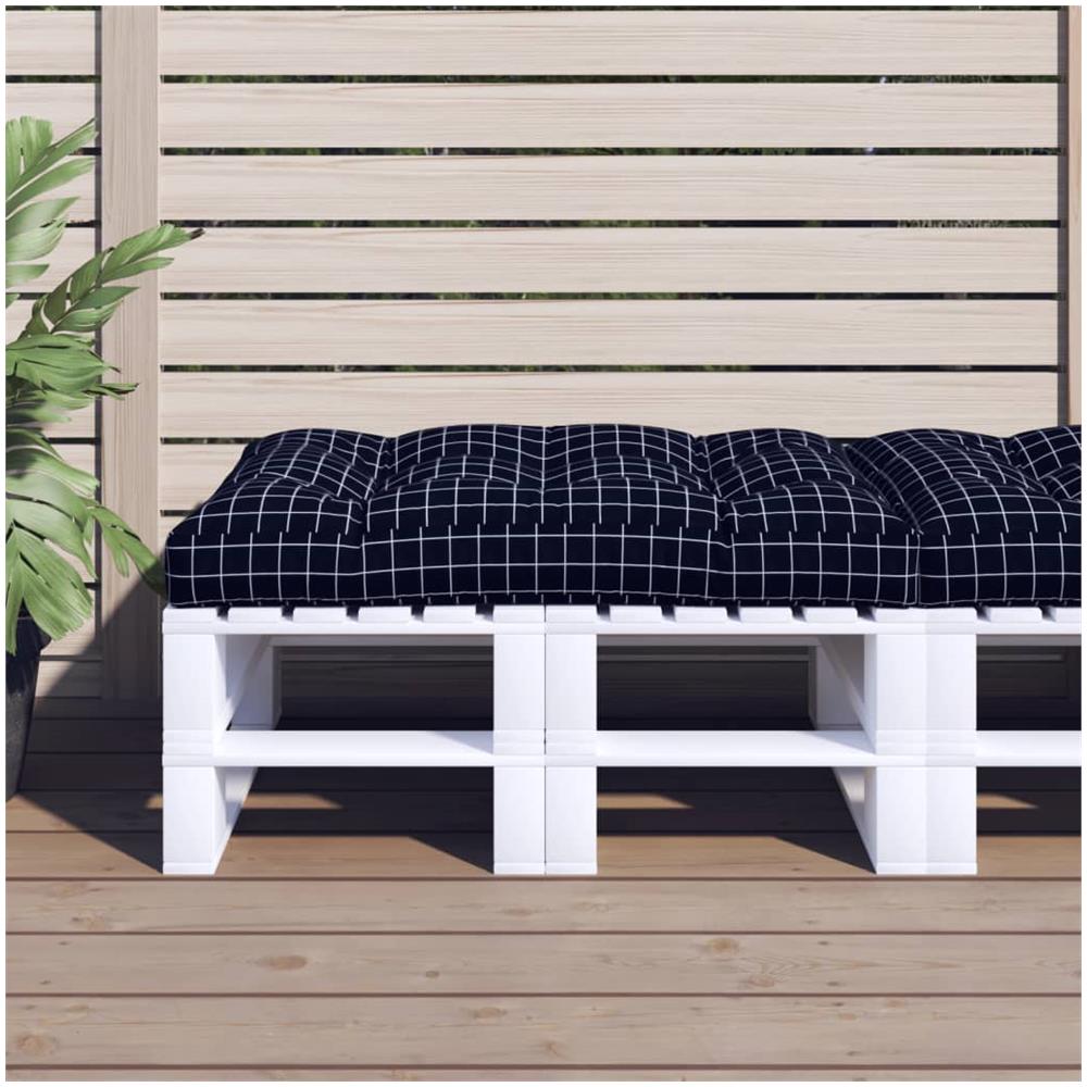 Cuscino Per Pallet Motivo A Quadri Nero 120x80x12 Cm In Tessuto - Foto 1