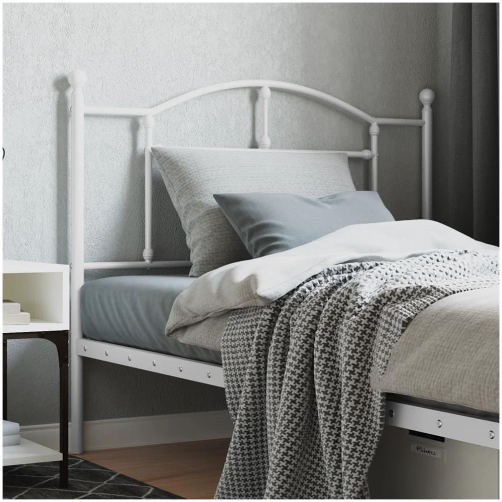 Testiera In Metallo Bianco VidaXL 100 Cm – Design Classico Per Letto, Struttura In Acciaio