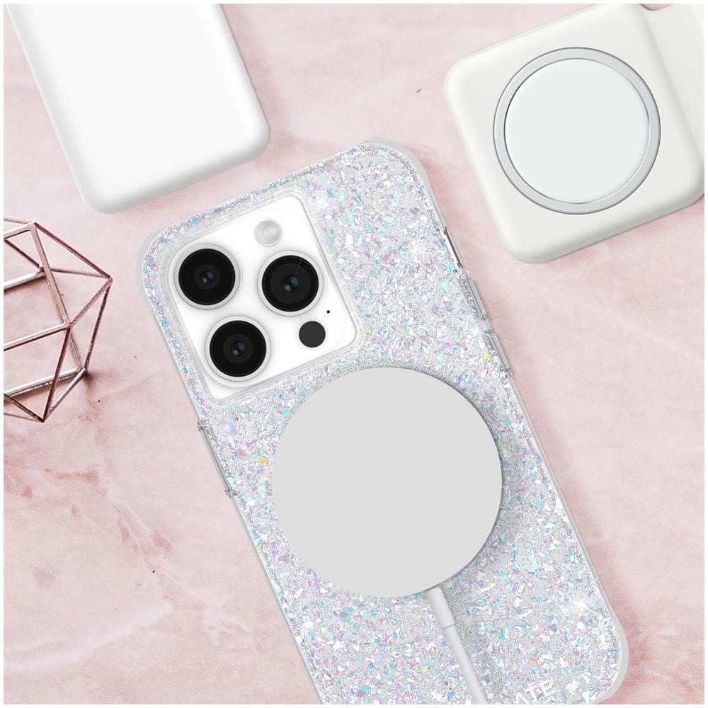 Cover Magsafe Per Iphone 15 Pro Silicone Glitter Iridescente Twinkle - Foto 5