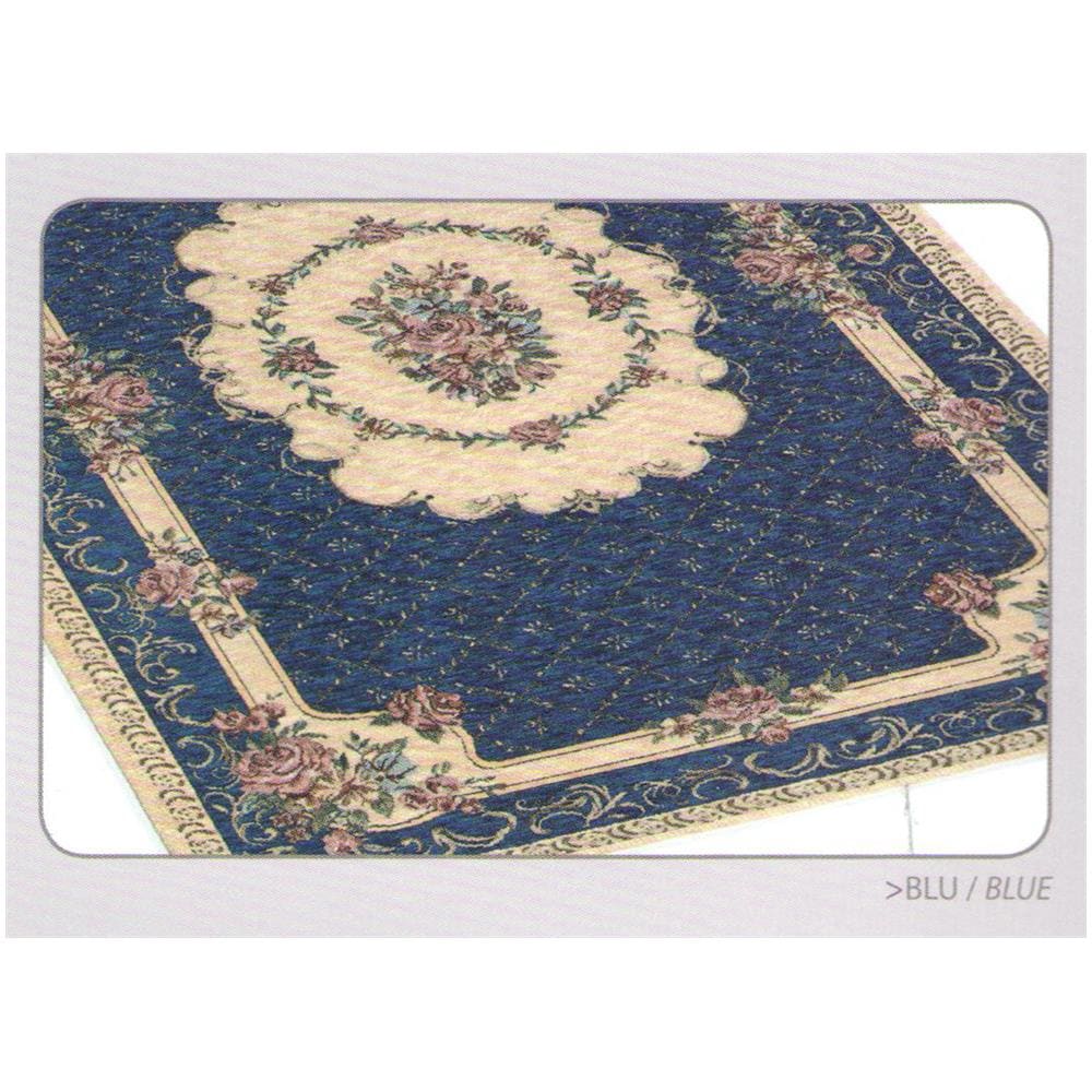 Tappeto Velour Antiscivolo Modello Bouquet By Suardi 65x110(2 tappeti) Blu - Foto 1