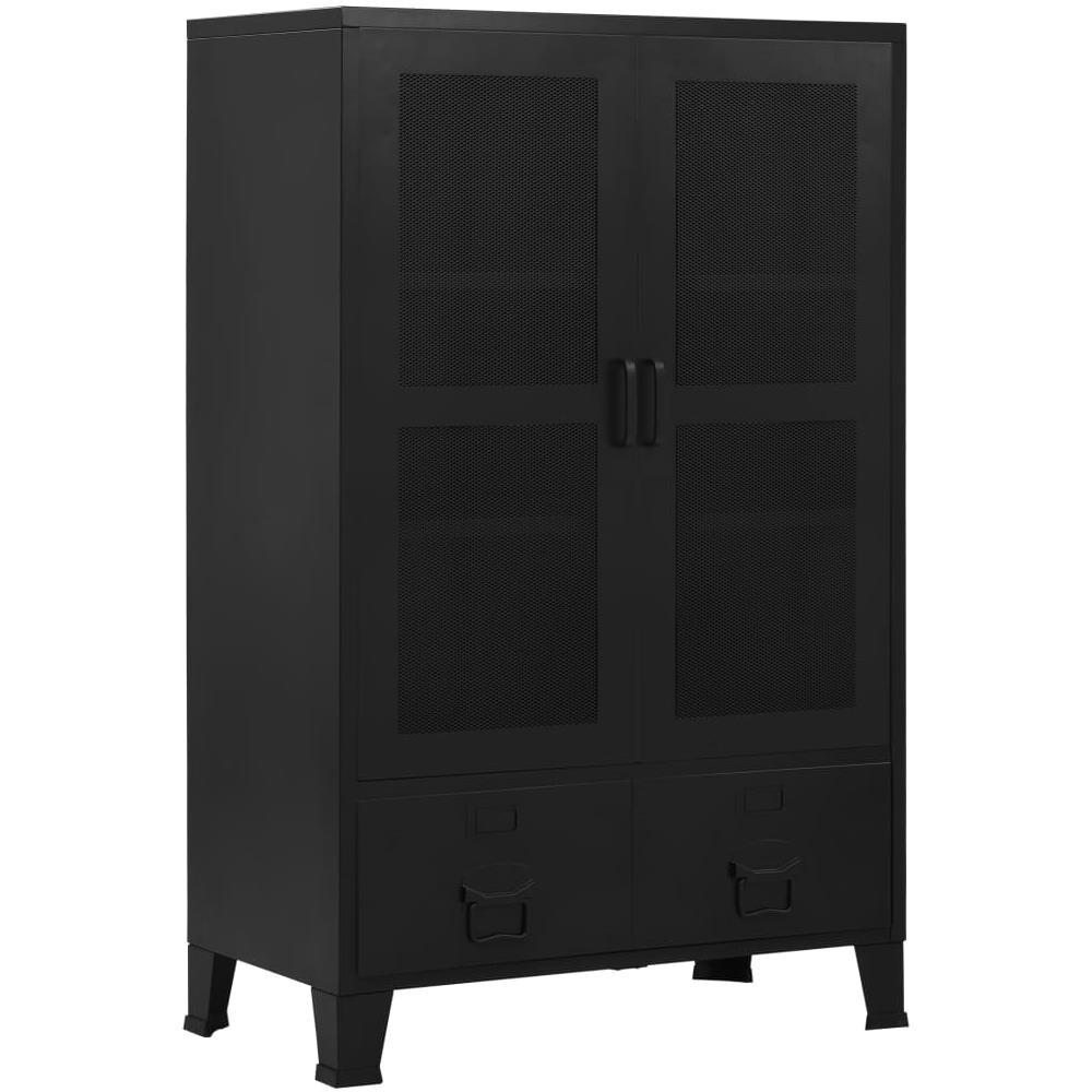 Armadio Ufficio Con Ante A Reticolato Acciaio 75x40x120cm Nero - Foto 1