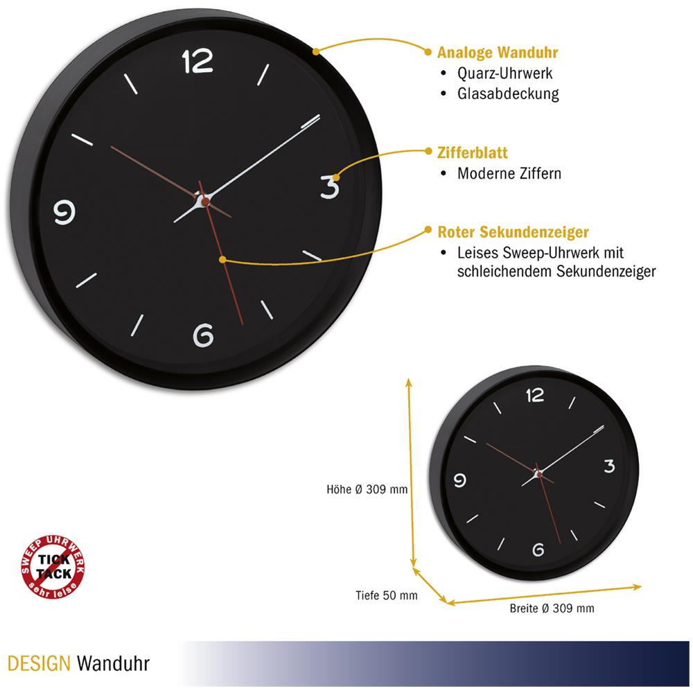 TFA 60.3056.01 black Analogue Wall Clock - Foto 2