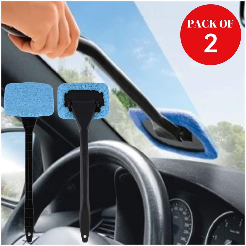Auto Manico Lungo In Microfibra Parabrezza Cleaner Rimozione Panno Disappannatore Rilievo Allinterno Glass Window Cleaning Nebbia Umidit (pacchetto Di 2)  - Foto 1