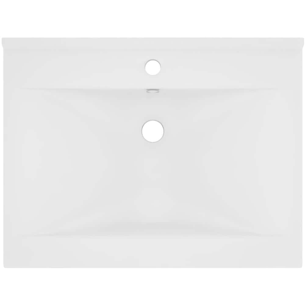 Lavandino con Foro Rubinetto Bianco Opaco 60x46 cm in Ceramica - Foto 2