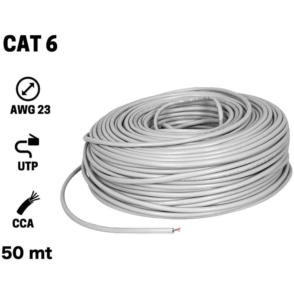 Vsnetwork Matassa 50 Mt Metri Cavo Di Rete Utp Cat6 Cca Rj45 Bobina Di Rete Gigabit 10/100/1000 Mbps Lan Adsl Ethernet Grigio - Foto 1