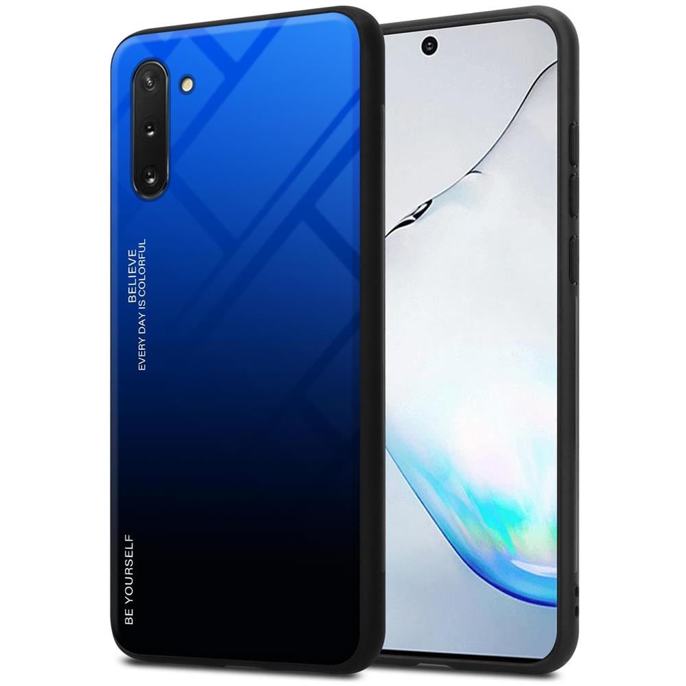 Custodia Compatibile Con Samsung Galaxy Note 10 In Blu - Nero - Coperchio Protettivo Bicolore In Vetro Temperato E Silicone Tpu - Foto 1