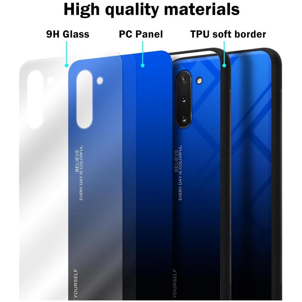 Custodia Compatibile Con Samsung Galaxy Note 10 In Blu - Nero - Coperchio Protettivo Bicolore In Vetro Temperato E Silicone Tpu - Foto 7