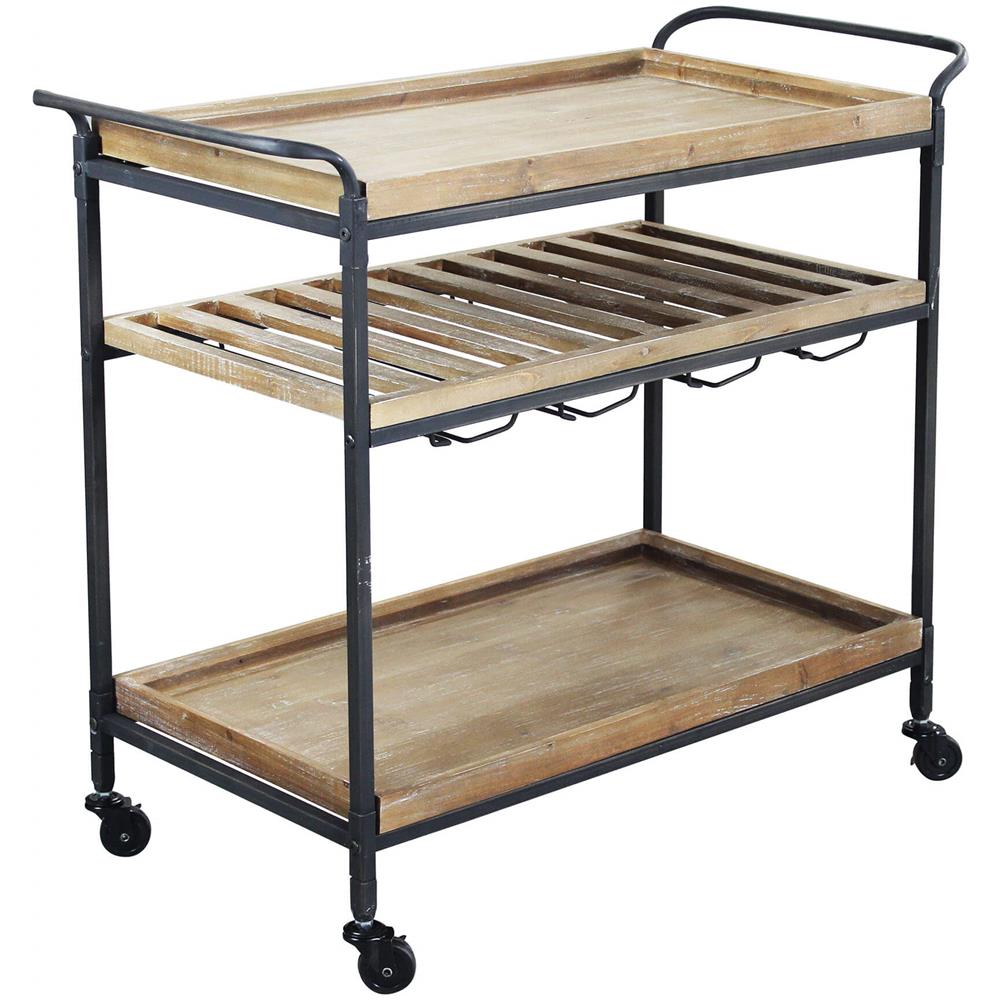 Carty - Carrello Con Ruote Industrial In Legno E Acciaio - Foto 1