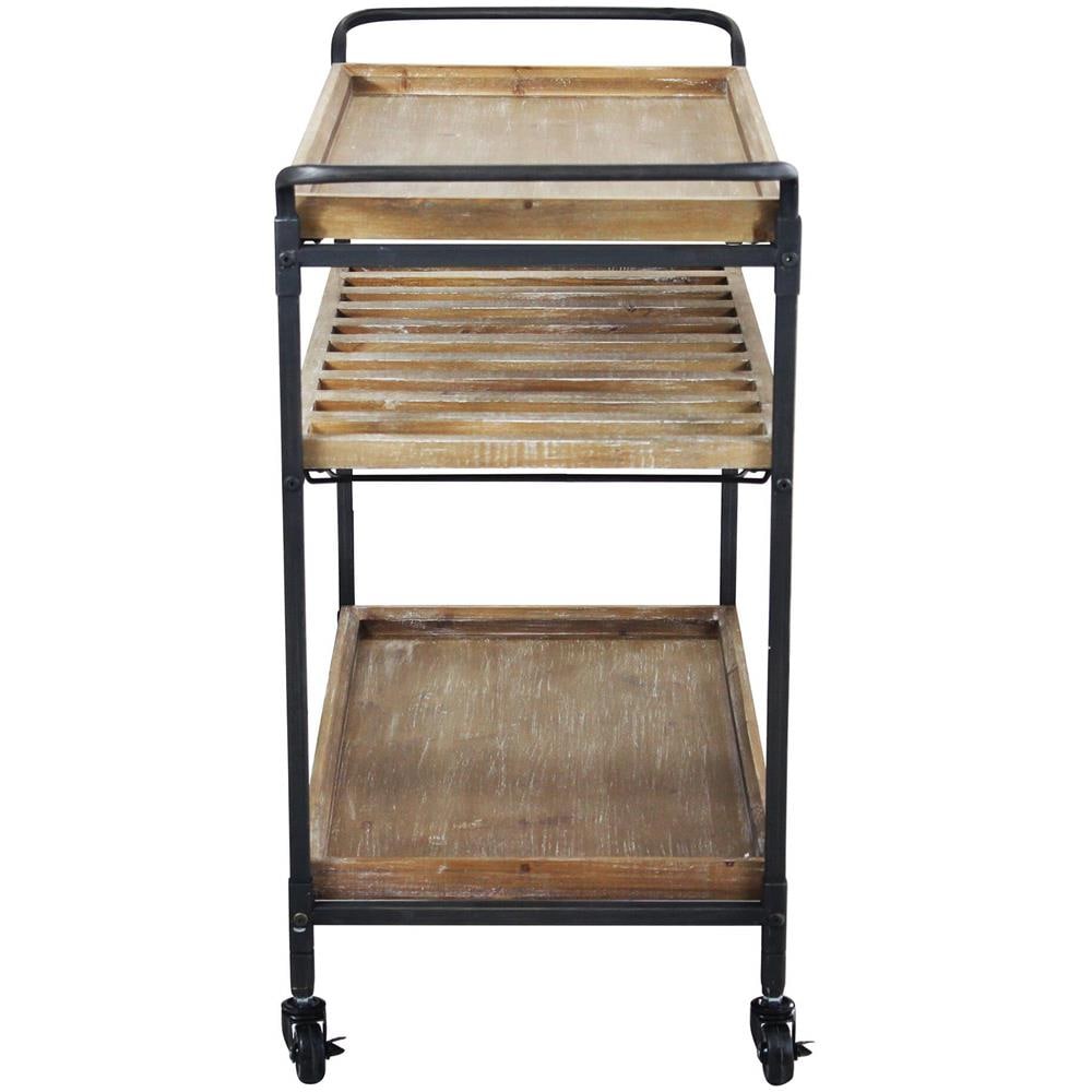 Carty - Carrello Con Ruote Industrial In Legno E Acciaio - Foto 4