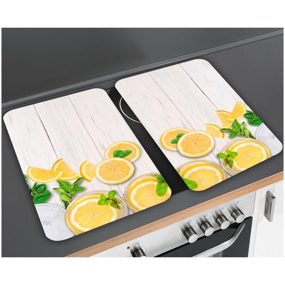 Piastre Resistenti Al Calore Per La Protezione Della Stufa, 2 Vetri Con Motivo Decorativo, Piè Di Pagina Antiscivolo, 52 X 30 Cm, - Foto 2