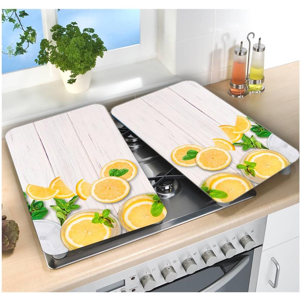 Piastre Resistenti Al Calore Per La Protezione Della Stufa, 2 Vetri Con Motivo Decorativo, Piè Di Pagina Antiscivolo, 52 X 30 Cm, - Foto 7