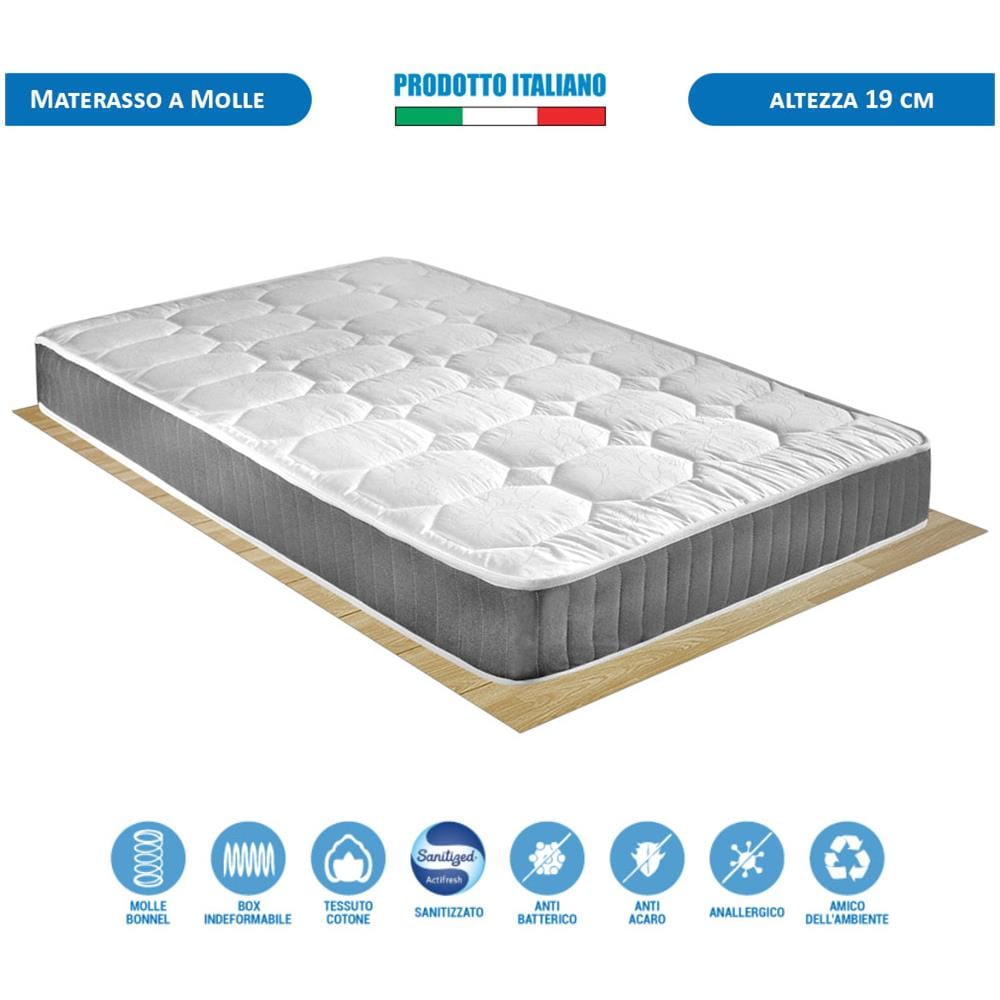 Materasso Ortopedico Rigido A Molle Bonnel Panama, Piazza E Mezza 120x190 Alto 19 Cm - Foto 1