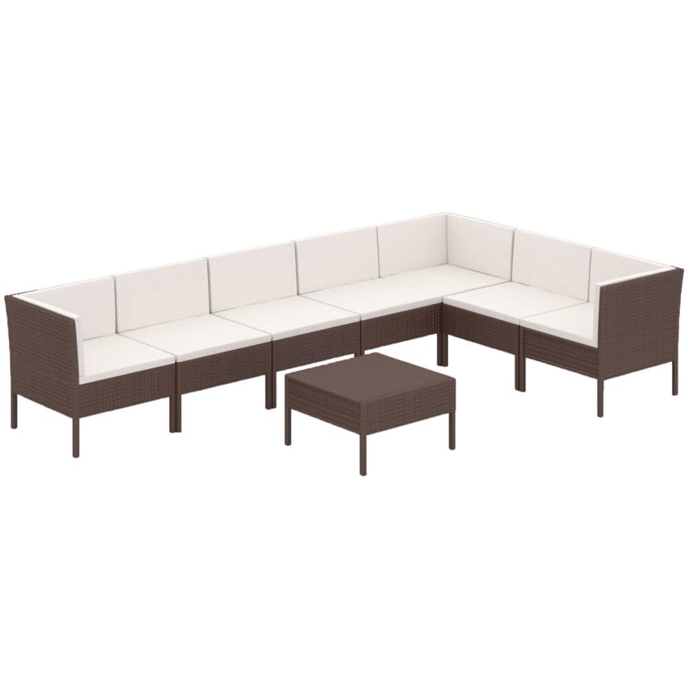 Set Divani Da Giardino 8 Pz Con Cuscini In Polyrattan Marrone - Foto 2