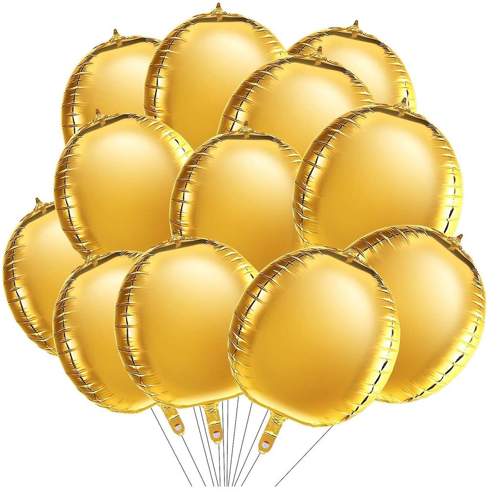 16 Palloncini Disco 4D In Alluminio - 10 Da 25cm, 4 Da 55cm, 2 Stelle - Decorazioni Feste Anni 70/80/90