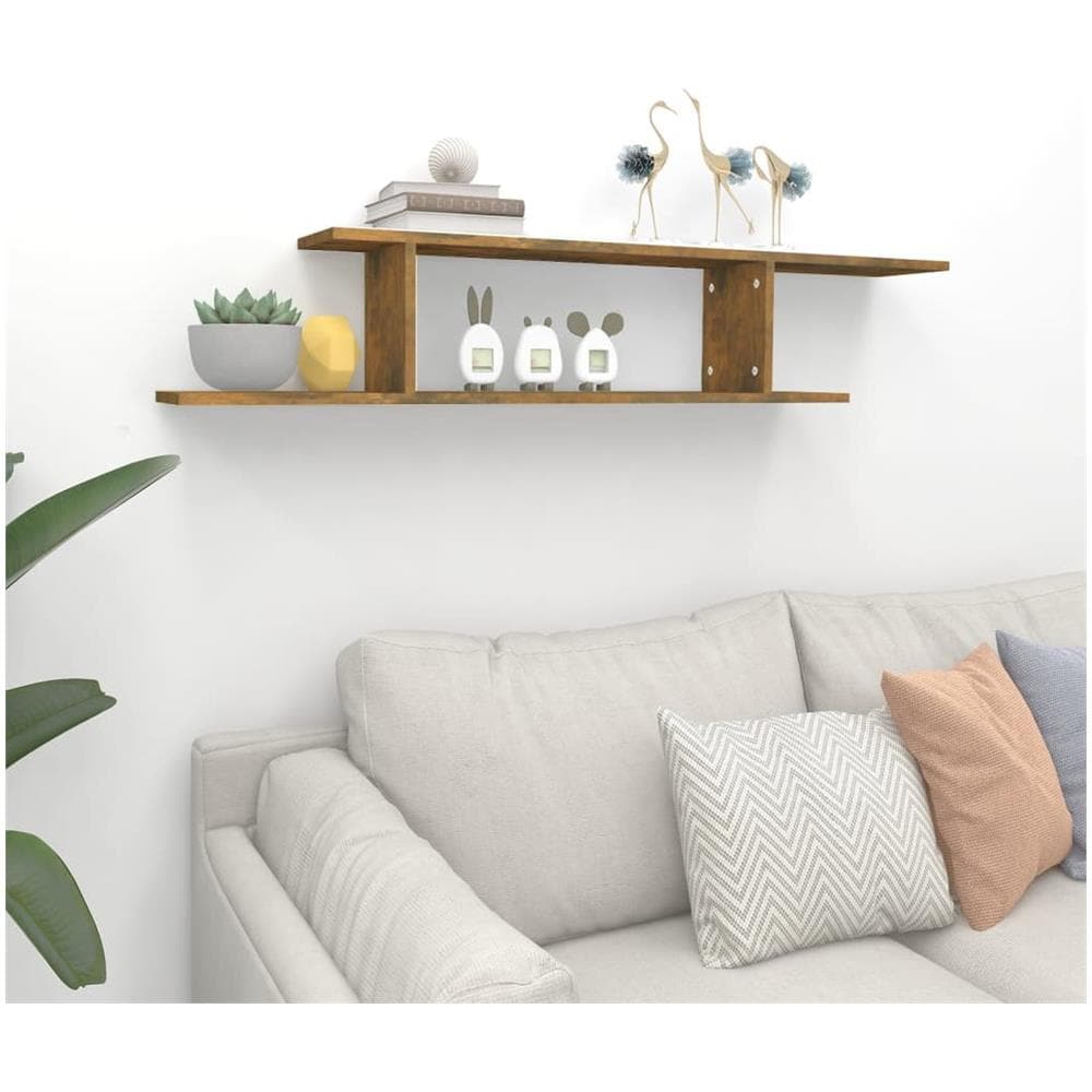 Scaffale Tv A Parete Rovere Fumo 125x18x23 Cm Legno Multistrato - Foto 3