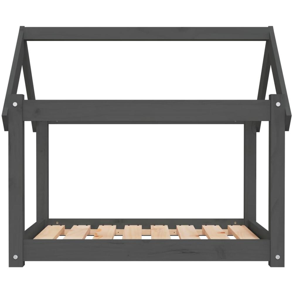 Cuccia per Cani Grigia 81x60x70 cm in Legno Massello di Pino - Foto 7