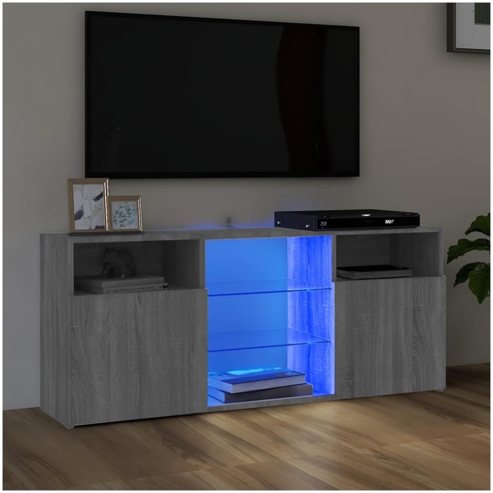 Mobile Porta Tv Con Luci Led Grigio Sonoma 120x30x50 Cm - Foto 1