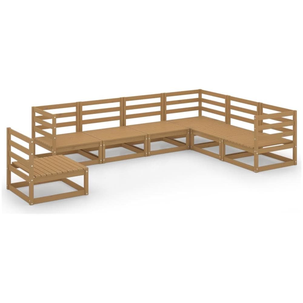 Set Divani Da Giardino 7 Pz Marrone Miele In Massello Di Pino - Foto 2