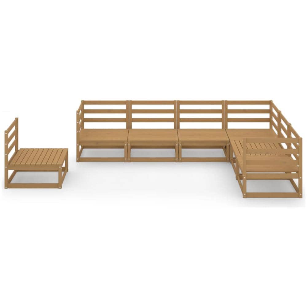 Set Divani Da Giardino 7 Pz Marrone Miele In Massello Di Pino - Foto 3